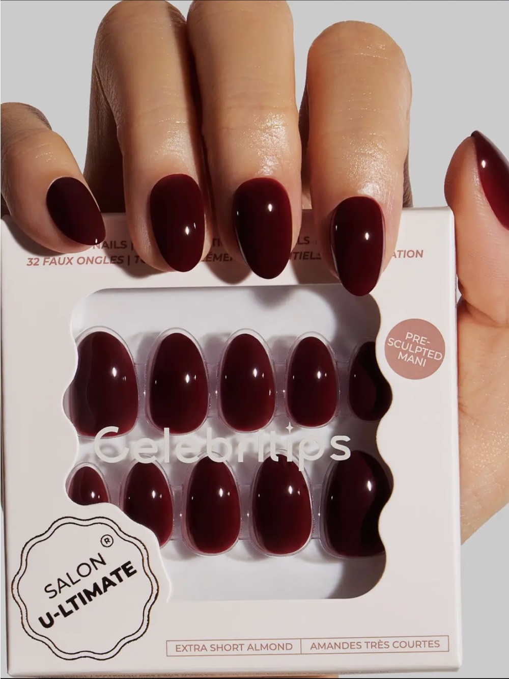 Celebritips Black Honey Press On Nails Extra Short Almond NIB